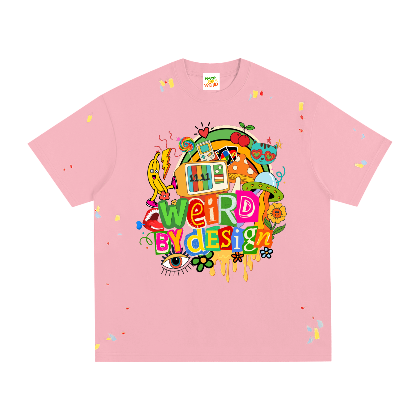 Weird by Design on textured Paint Splatter T-Shirt