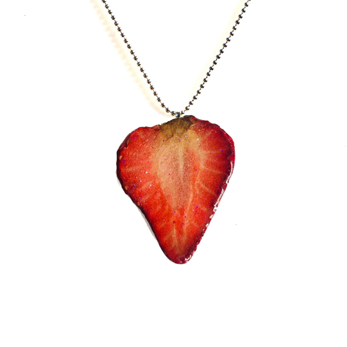 Glitter Strawberry Necklace - Fruit Jewelry