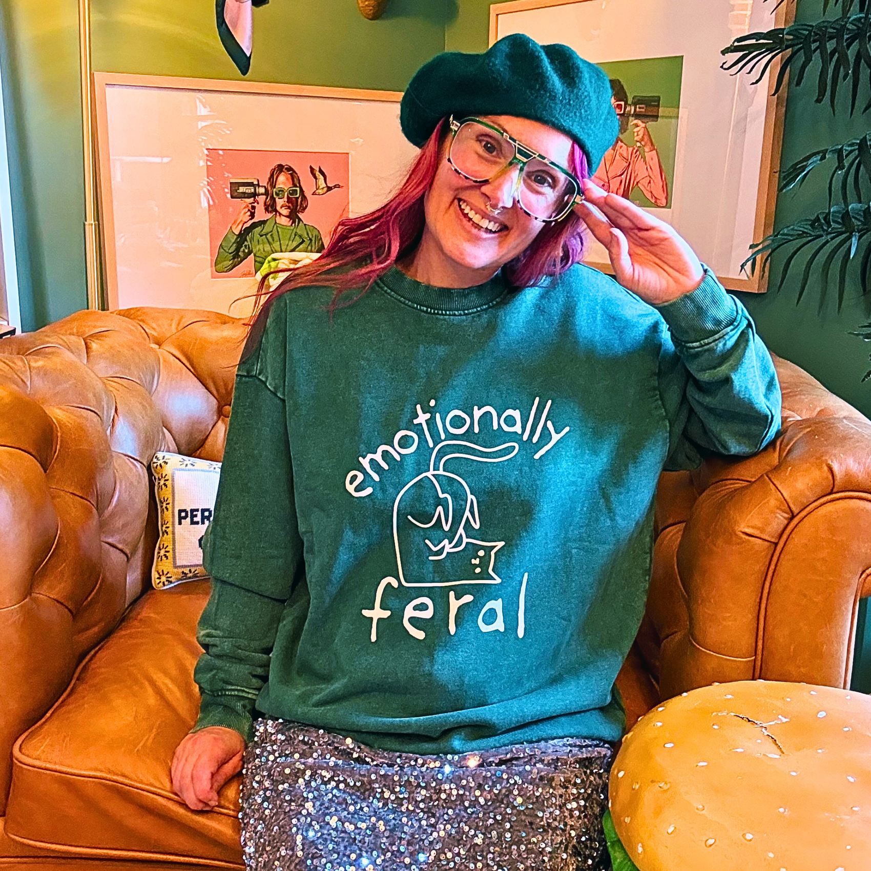Emotionally Feral Oversized Cat Sweatshirt