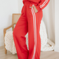 Red Varsity Pullover & Wide Leg Pant Outfit Set