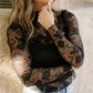 Sheer Floral Lace Top - Black
