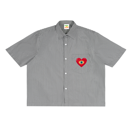 Eye See You Oversized Vertical Stripe Boxy Shirt