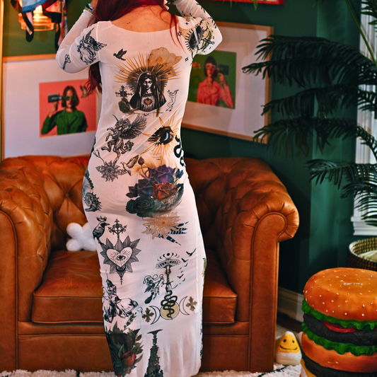 Mesh Dress – White Unicorn Mary Trim