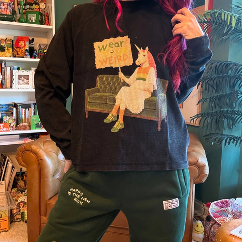 Wear Your Weird Unicorn Vintage Wash Waffle Knit Long Sleeve