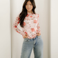 Rose Semi Sheer Crew Neck Long Sleeve Mesh Layering Top