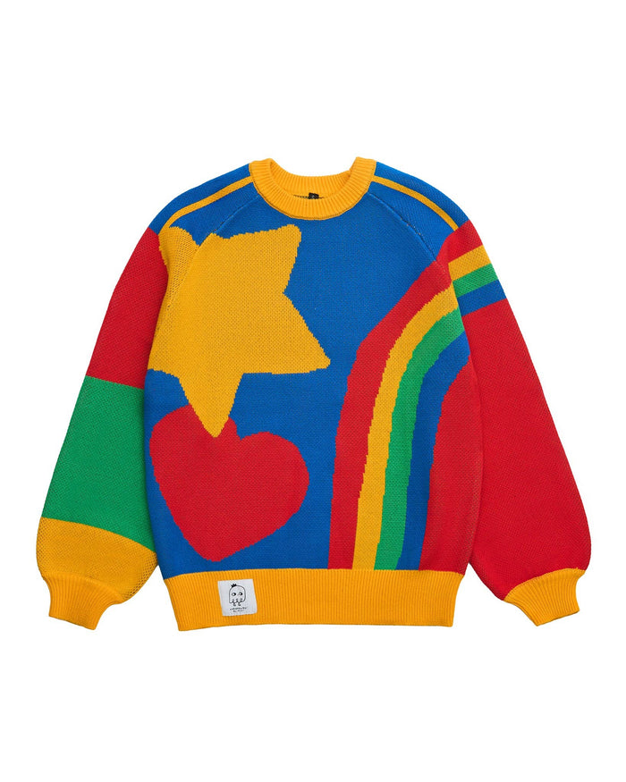 Rainbow Heart Knit Sweater