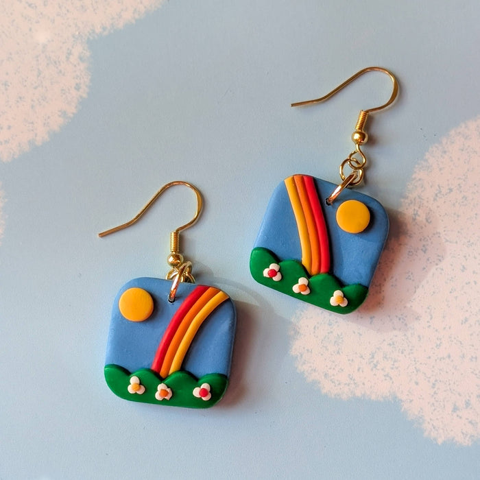 Retro flower earrings dangle earring rainbow