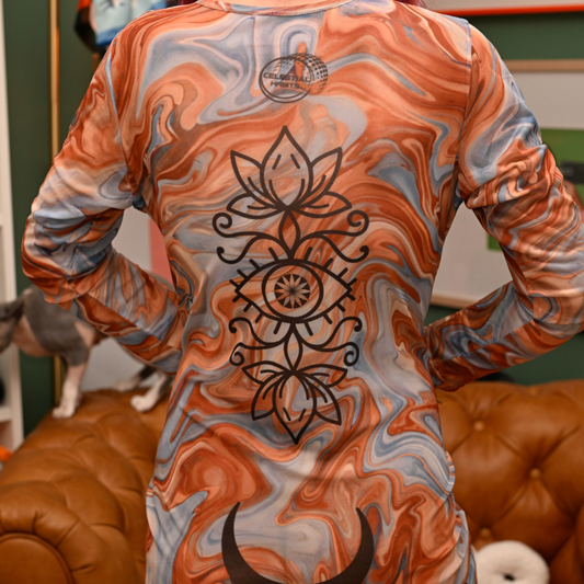Mesh Dress – Marble Rust Evil Eye Protection Print