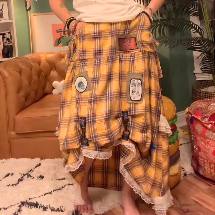 Tartan Skirt – Yellow Custom Patches