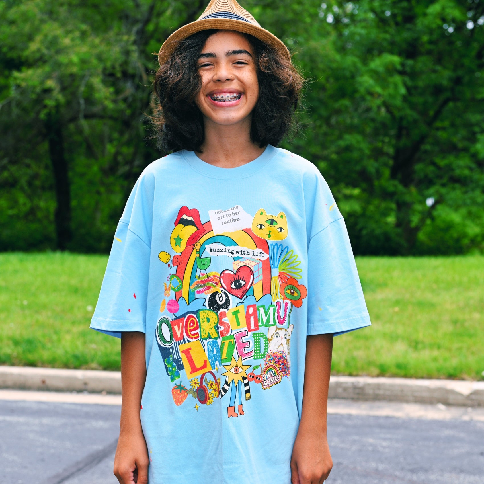 OVERSTIMULATED on textured Paint Splatter T-Shirt (BEST SELLER)