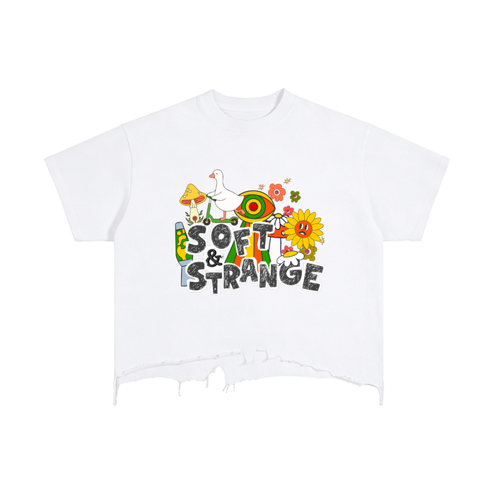 Soft & Strange Vintage Wash Boxy Distressed Hem T-Shirt