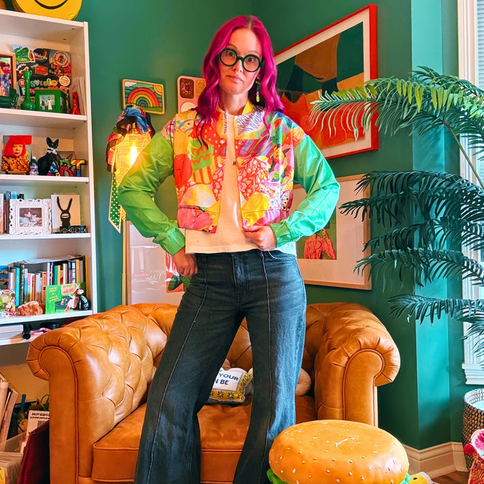 Happy Little Accident Cropped Colorful Jacket