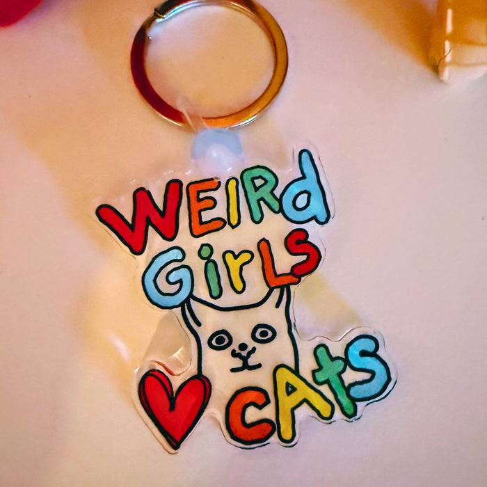 Weird Girls Love Cats Keychain