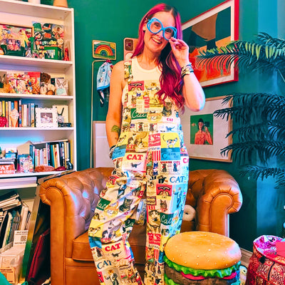 Retro CAT collage print Overalls