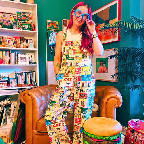 Retro CAT collage print Overalls
