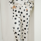 Polka Dot Print Drop Shoulder Pullover Drawstring Jogger Pant Set - Beige