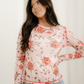 Rose Semi Sheer Crew Neck Long Sleeve Mesh Layering Top