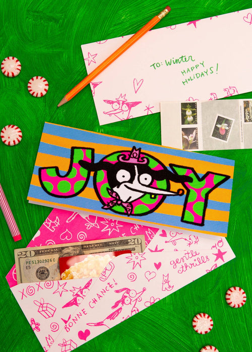 Fuzzy neon joy card