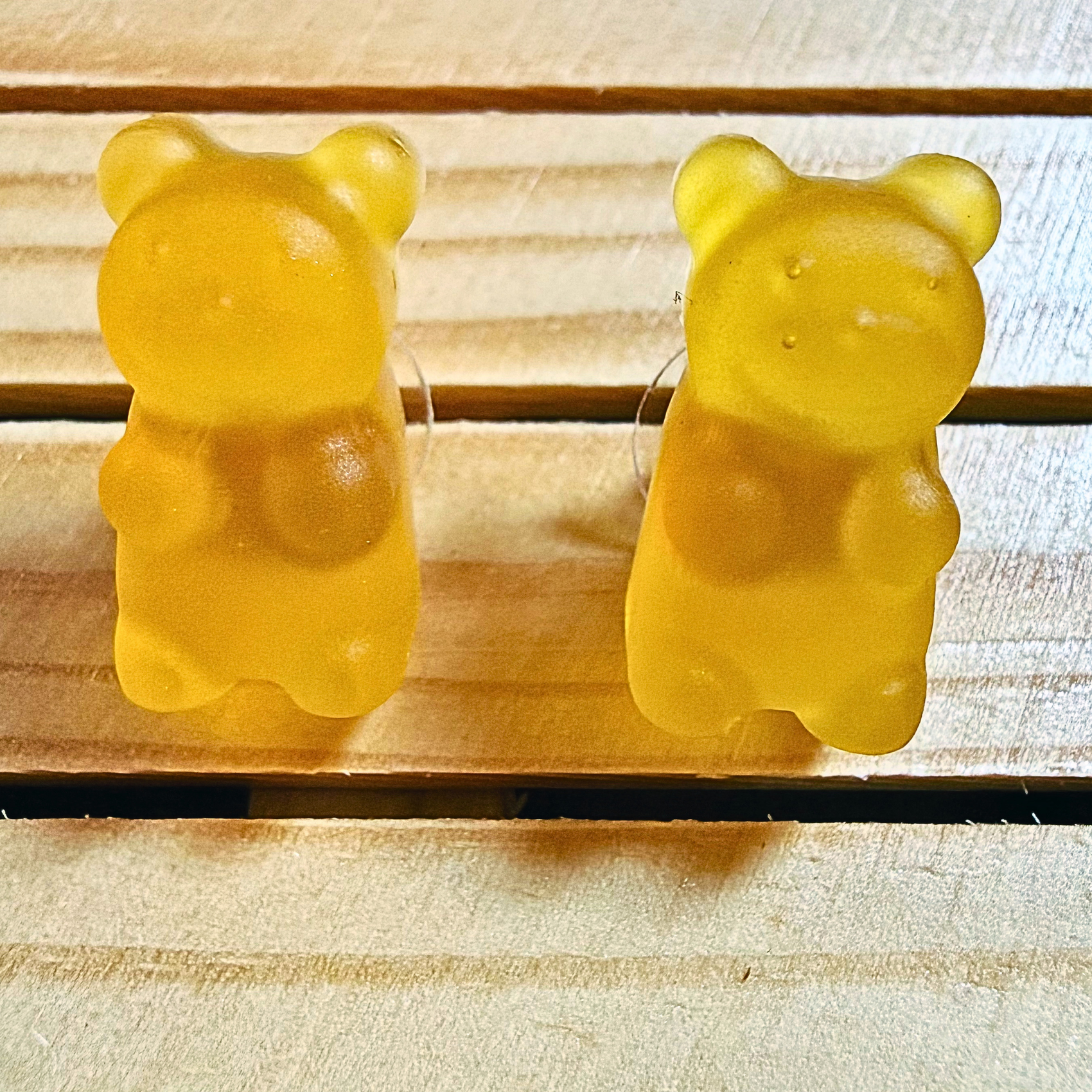 Yellow Gummy Bear Flat back Earrings