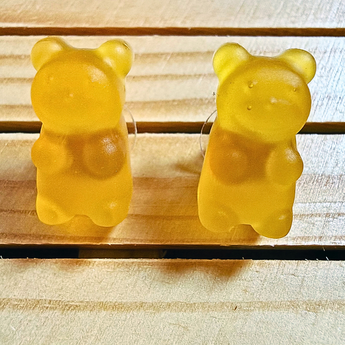 Yellow Gummy Bear Flat back Earrings