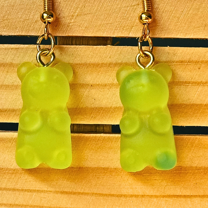 Neon Green Gummy Bear Dangles