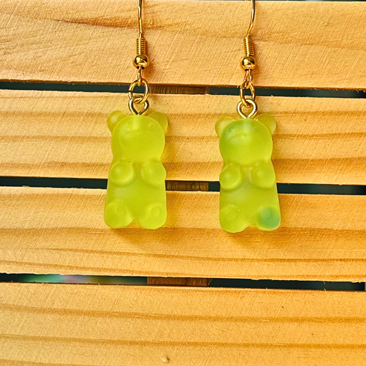 Neon Green Gummy Bear Dangles