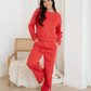 Red Varsity Pullover & Wide Leg Pant Outfit Set