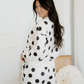 Polka Dot Print Drop Shoulder Pullover Drawstring Jogger Pant Set - Beige