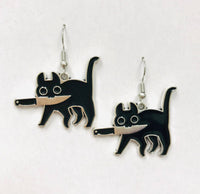 Cat with knife Earrings