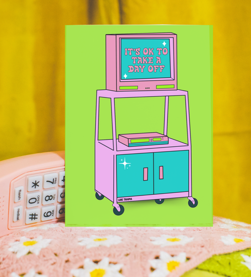 90s It's ok to take a day off retro greeting card