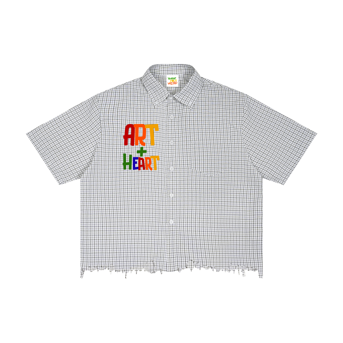 Art+Heart Unisex Distressed Plaid Boxy Shirt