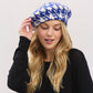 Houndstooth Pattern Knit Beret