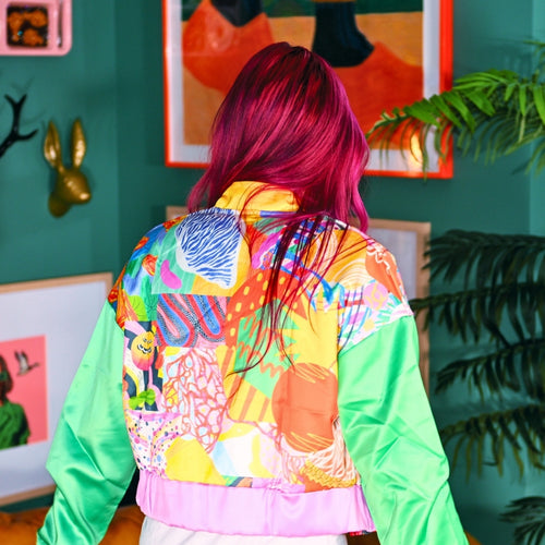 Happy Little Accident Cropped Colorful Jacket