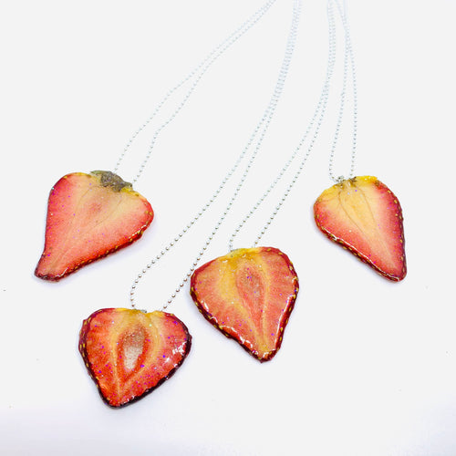 Glitter Strawberry Necklace - Fruit Jewelry