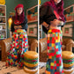 Pixel Party Checkered Wide-Leg Pants