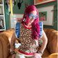 Leopard Loves Blue Ruffle Sweater Vest