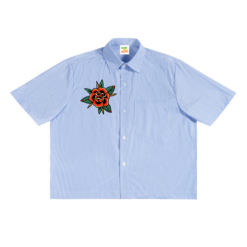 Bloom Where You are Planted Oversized Vertical Stripe Boxy Shirt