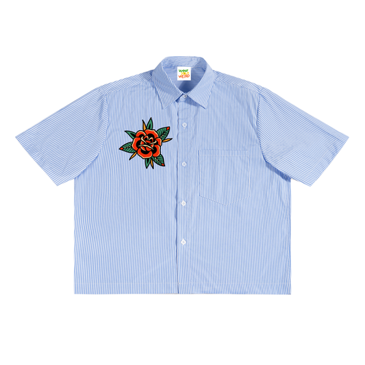 Bloom Where You are Planted Oversized Vertical Stripe Boxy Shirt
