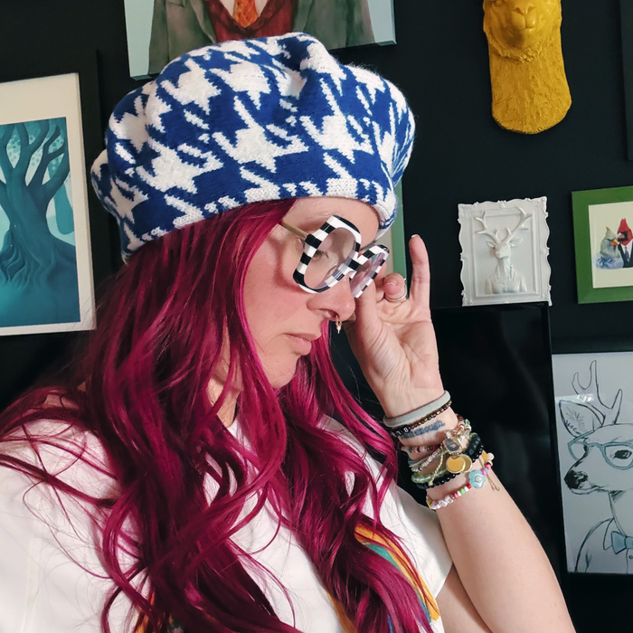 Houndstooth Pattern Knit Beret
