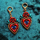 Hand painted sacred heart earrings gold traditional