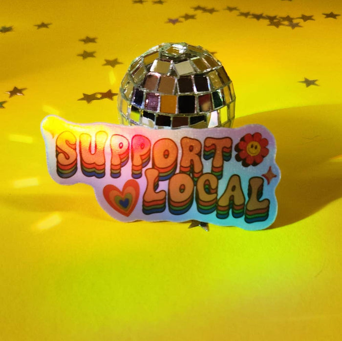 Retro Support Local Sticker