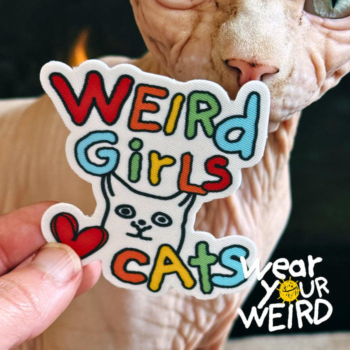 Weird Girls Love Cats Fabric Sticker