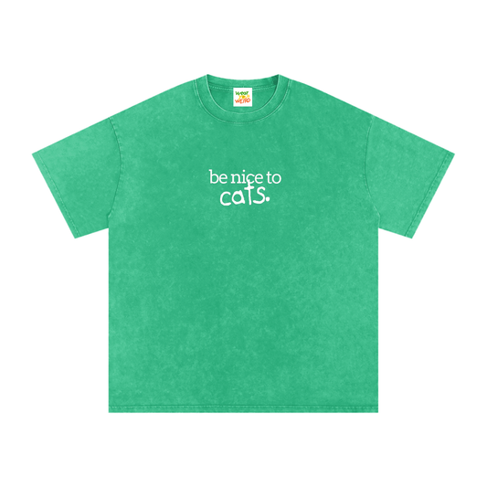 Be Nice to Cats Snow Washed Oversized T-Shirt
