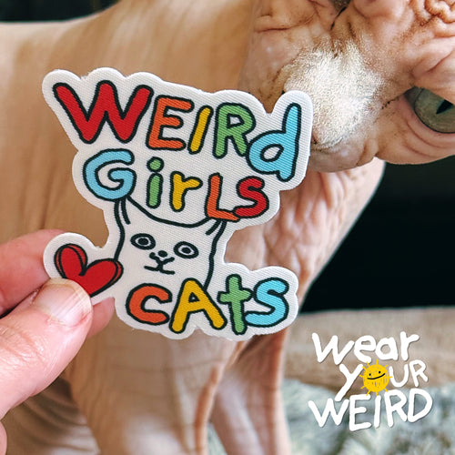 Weird Girls Love Cats Fabric Sticker