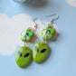 Alien flower glitter earrings