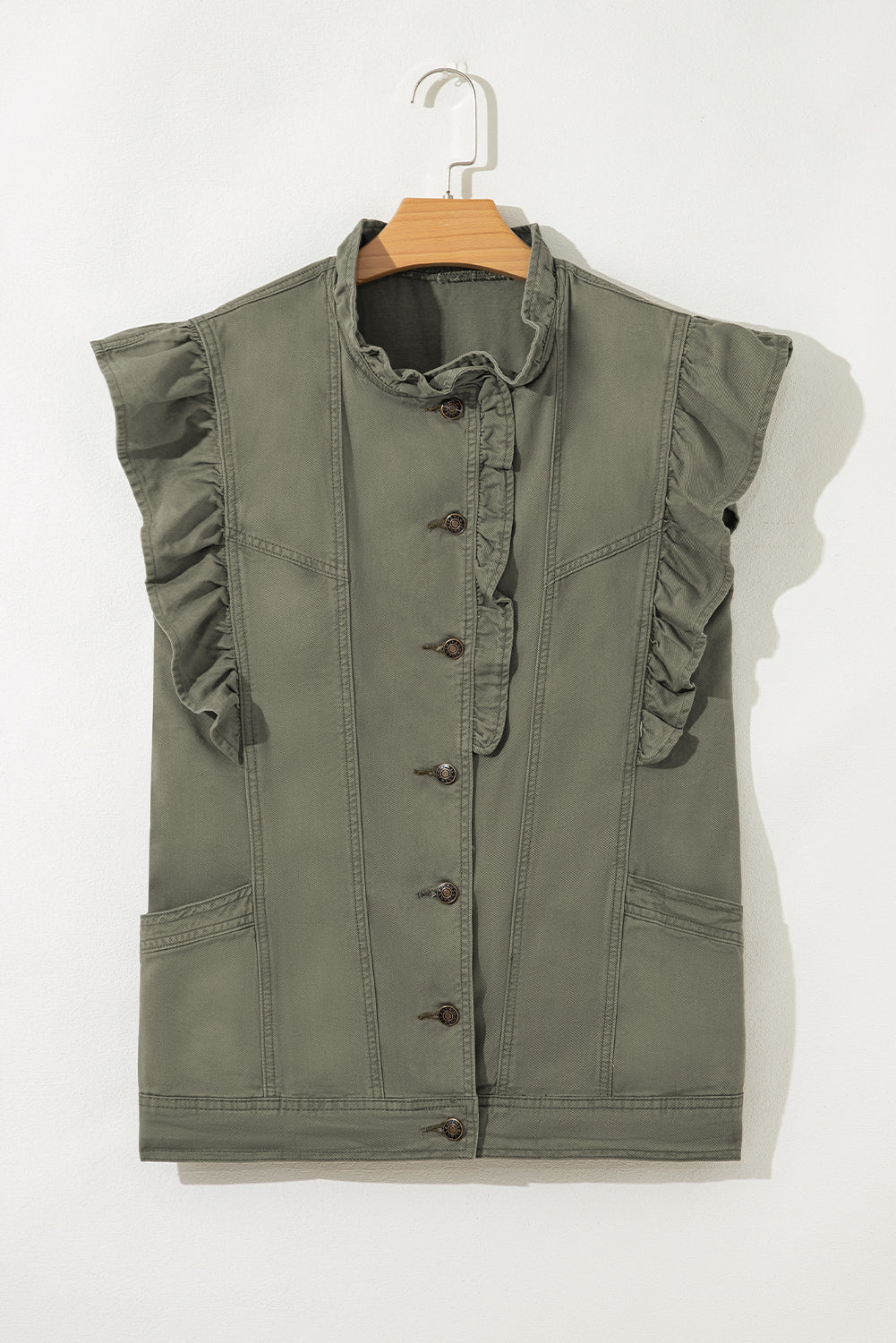 Green Ruffle Jacket Vest