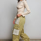 Vintage Wash Distress Jogger Pants with Crochet & Lace Patch details