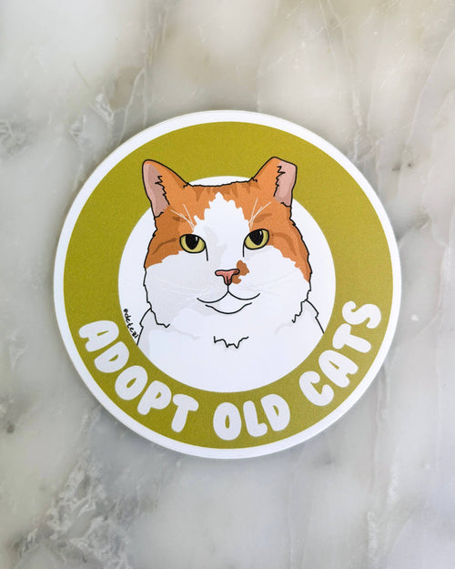 Adopt Old Cats Vinyl Sticker