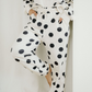 Polka Dot Print Drop Shoulder Pullover Drawstring Jogger Pant Set - Beige