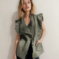 Green Ruffle Jacket Vest